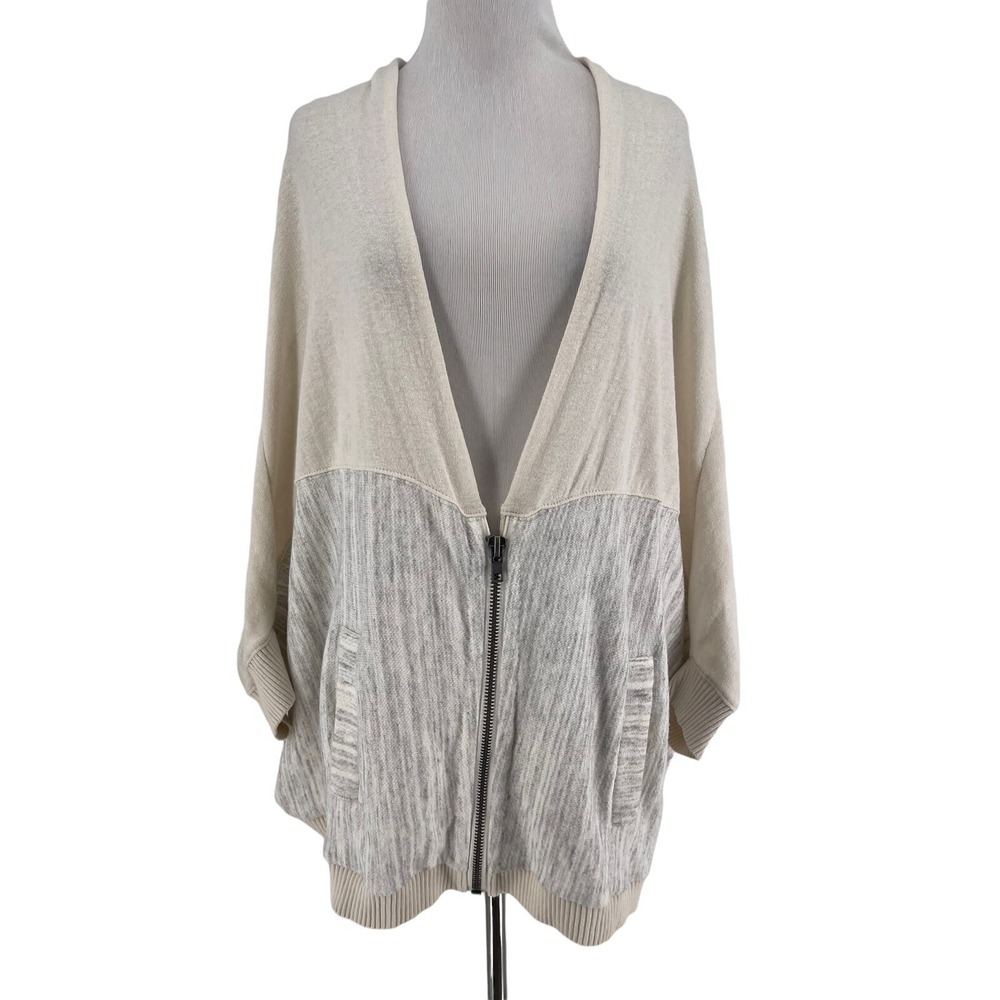 Moth Anthropologie Austral Cocoon Dolan Sleeve Linen Zip Up Cardigan Size Medium
